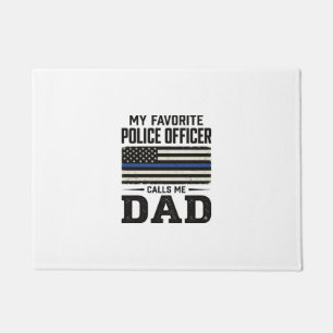 Police Officer Dad Vintage Flag Shirt Design_1 Doormat