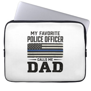 Police Officer Dad Vintage Flag Shirt Design_1 Laptop Sleeve