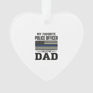 Police Officer Dad Vintage Flag Shirt Design_1 Ornament