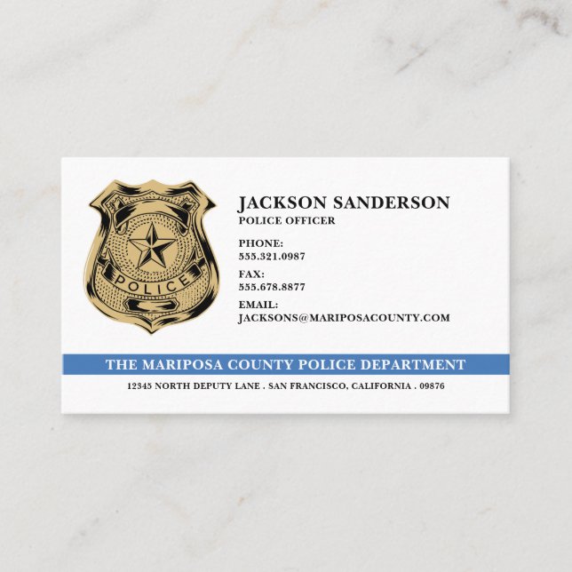 Police Officer Department Law Enforcement Logo Business Card (Front)