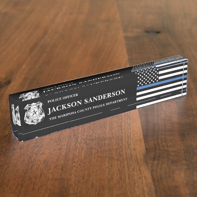 Police Officer Department Law Enforcement Logo Nameplate (Side)