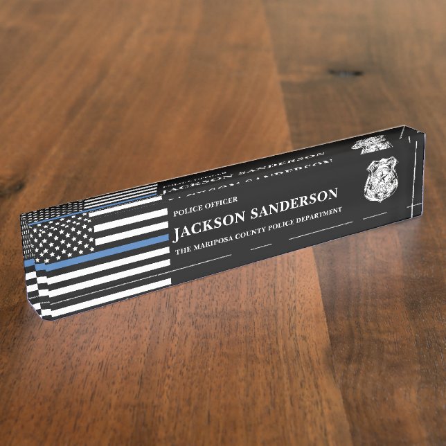 Police Officer Department Law Enforcement Logo Nameplate (Side)