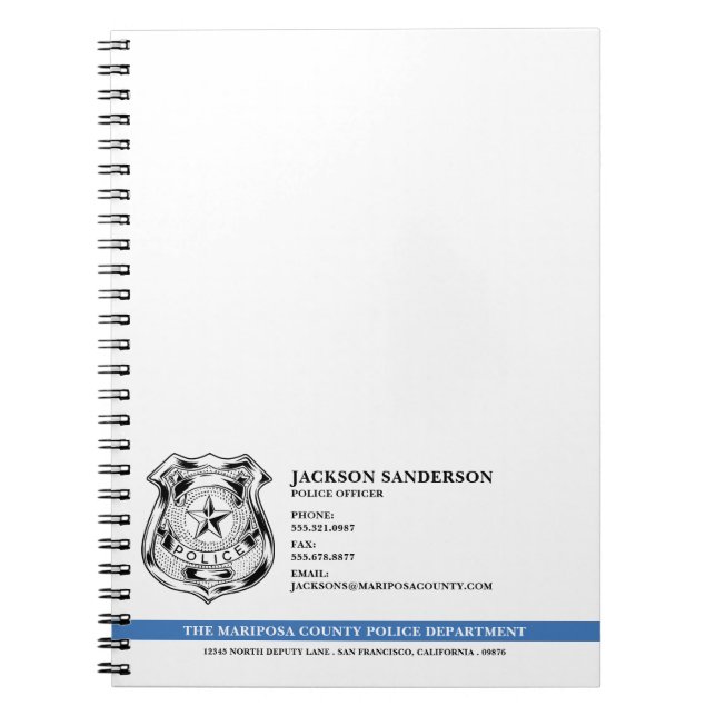 Police Officer Department Law Enforcement Logo Notebook (Front)