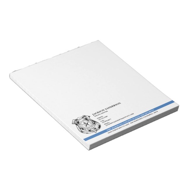 Police Officer Department Law Enforcement Logo Notepad (Angled)