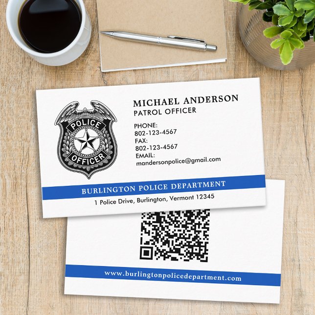 Police Officer Department Law Enforcement QR Code Business Card (Creator Uploaded)