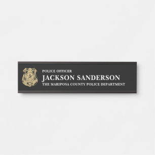 Police Officer Department Thin Blue Line Logo Door Sign