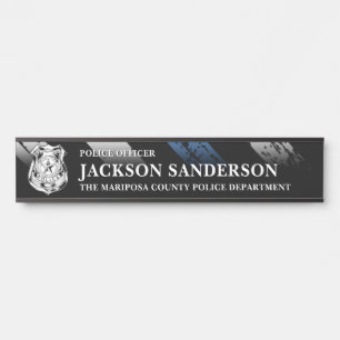 Police Officer Department Thin Blue Line Logo Door Sign
