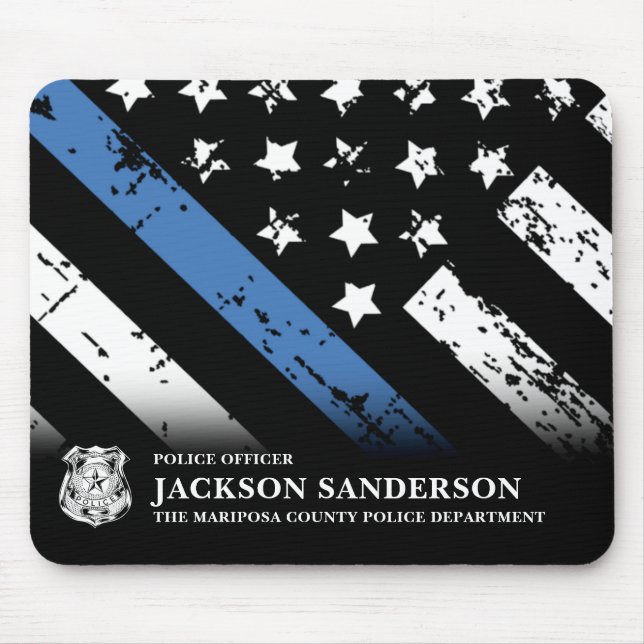 Police Officer Department Thin Blue Line Logo Mouse Pad (Front)