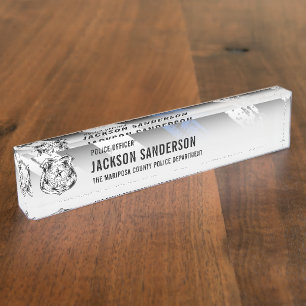 Police Officer Department Thin Blue Line Logo Nameplate