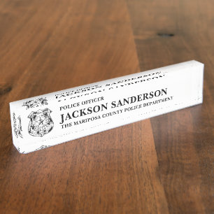 Police Officer Department Thin Blue Line Logo Nameplate