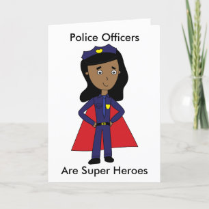 Police Officer Female Black Super Hero Personalise Thank You Card
