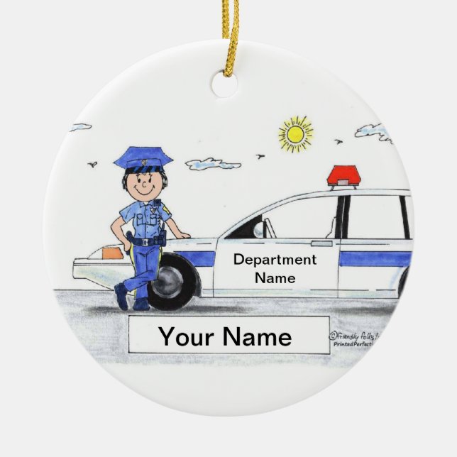 Police Officer - Female Ceramic Tree Decoration (Front)