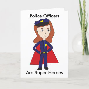 Police Officer Female Super Hero Personalise Thank You Card