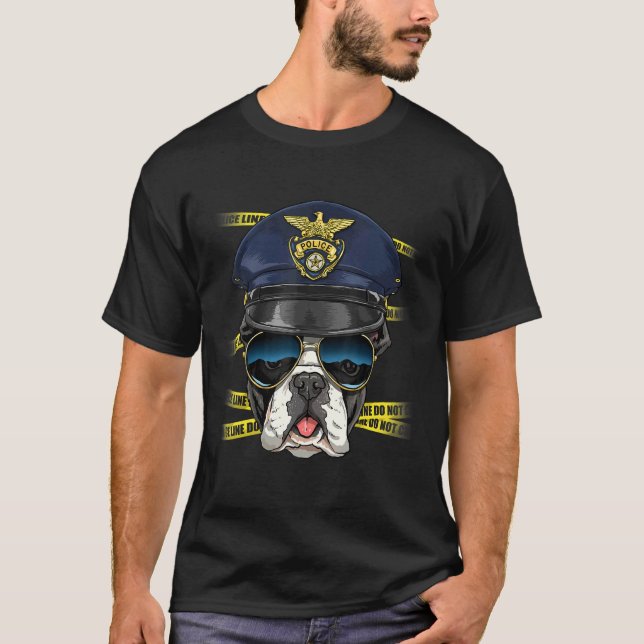 Police Officer French Bulldog PD Cop Crime Scene K T-Shirt (Front)