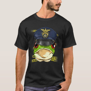 Police Officer Frog PD Cop Crime Scene Toad Frog T-Shirt