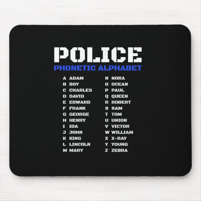 Police Officer Gift Phonetic Alphabet Mouse Pad (Front)