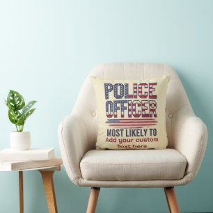 Police Officer Gifts Most Likely To USA Patriotic  Cushion