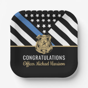 Police Officer Graduation Law Enforcement Flag Paper Plate