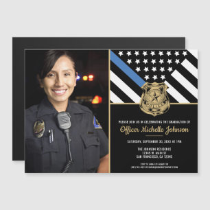 Police Officer Graduation Law Enforcement Photo Magnetic Invitation