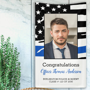Police Officer Graduation Party Thin Blue Line Banner