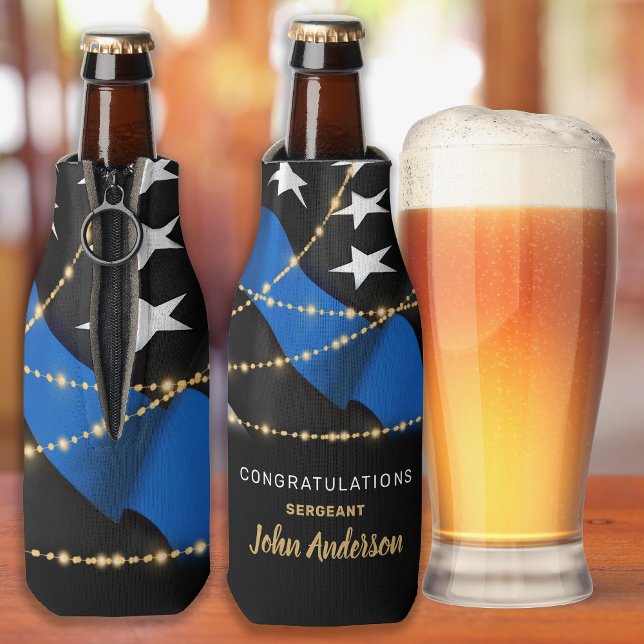 Police Officer Graduation Party Thin Blue Line Bottle Cooler (Creator Uploaded)