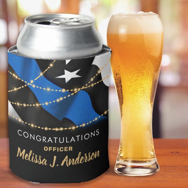 Police Officer Graduation Party Thin Blue line Can Cooler (Creator Uploaded)