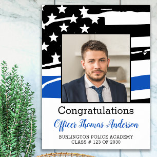 Police Officer Graduation Party Thin Blue Line Poster