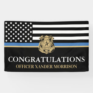 Police Officer Graduation Thin Blue Line Banner