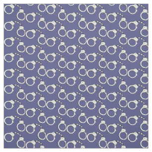 Police Officer Handcuffs Print on Navy Blue Fabric