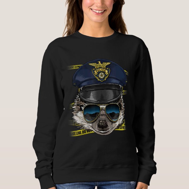 Police Officer Hedgehog PD Cop Crime Scene Hedgeho Sweatshirt (Front)