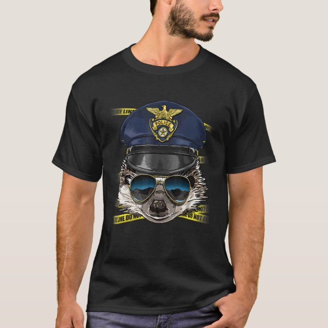 Police Officer Hedgehog PD Cop Crime Scene Hedgeho T-Shirt (Front)