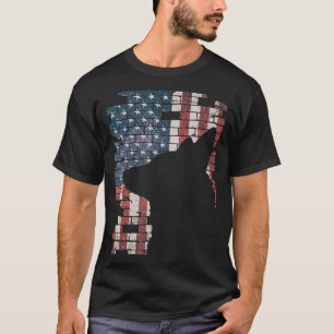 Police Officer K9 Dog Shep PD American Flag Silhou T-Shirt