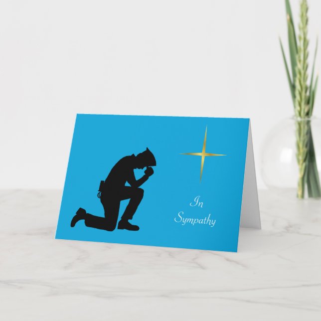 Police Officer Kneeling Sympathy Card (Front)