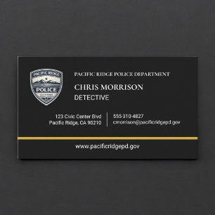 Police Officer Law Enforcement Black Gold Business Card