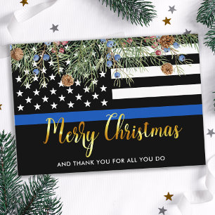 Police Officer Law Enforcement Christmas Thank You Business Card