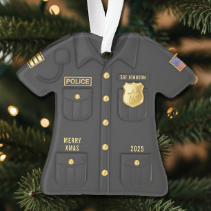 Police Officer Law Enforcement Cop Shirt Christmas Ornament