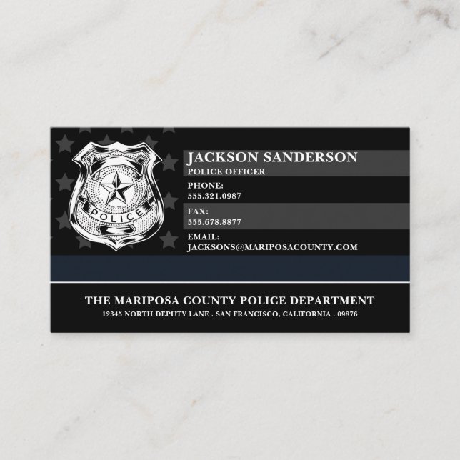 Police Officer Law Enforcement Custom Logo Business Card (Front)