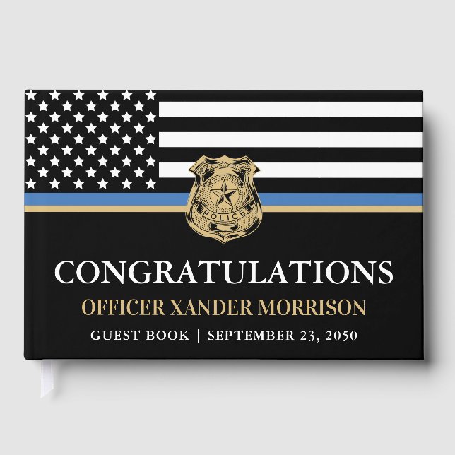 Police Officer Law Enforcement Graduation Party Guest Book (Front)