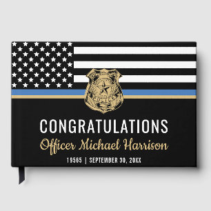 Police Officer Law Enforcement Graduation Party Guest Book
