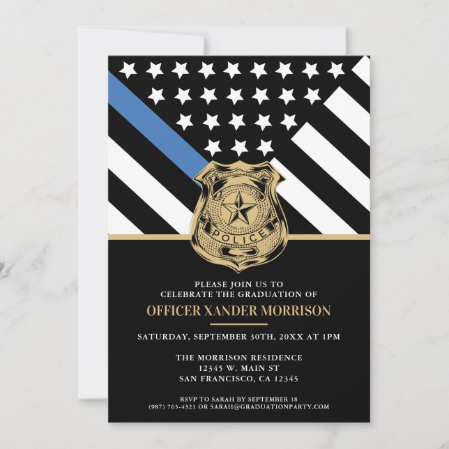 Police Officer Law Enforcement Graduation Party Invitation (Front)