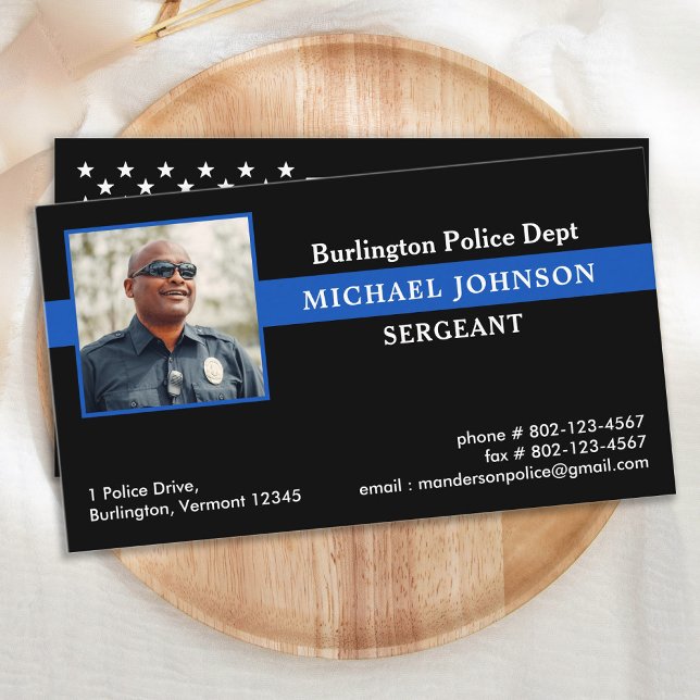 Police Officer Law Enforcement Thin Blue Line Business Card (Creator Uploaded)
