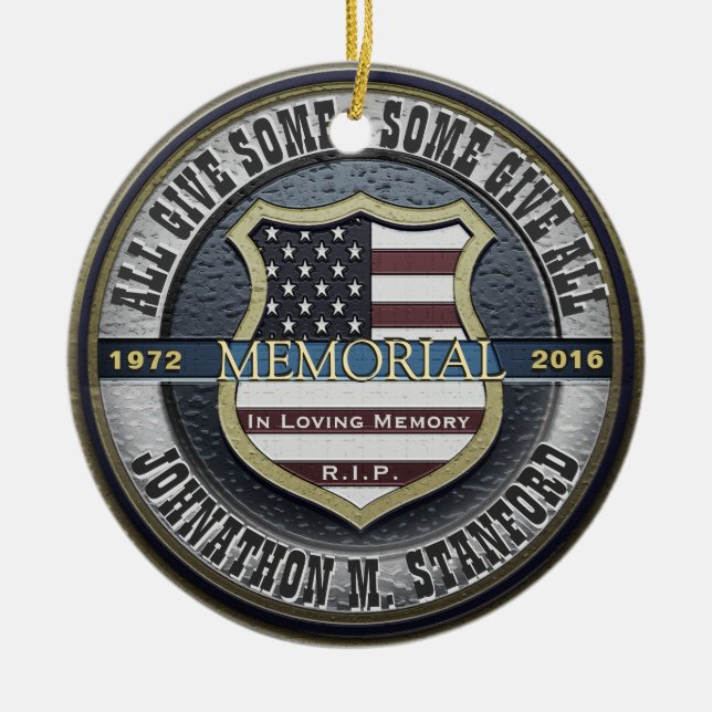 Police Officer Memorial Ceramic Ornament (Front)