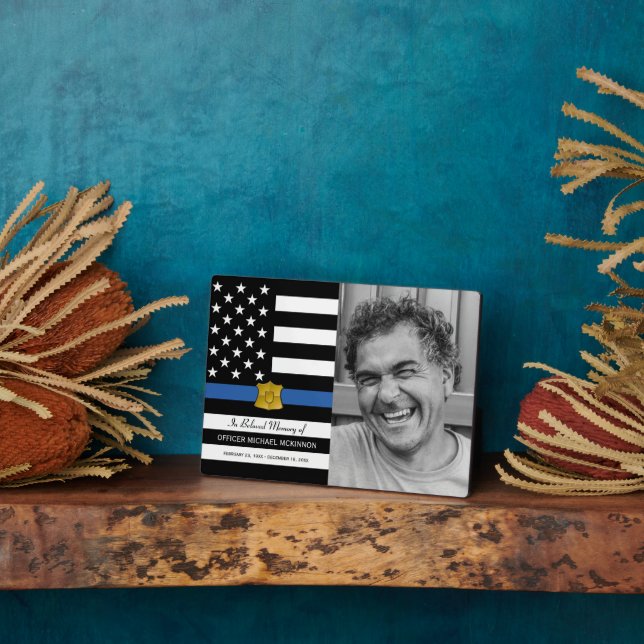 Police Officer Memorial Keepsake Photo Plaque (Side)