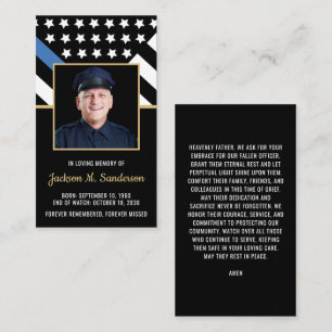 Police Officer Memorial Photo Prayer Card
