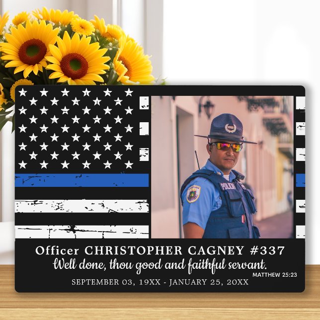 Police Officer Memorial Thin Blue Line Photo Plaque (Creator Uploaded)