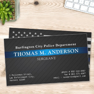 Police Officer Modern Thin Blue Line Metallic Dept Business Card