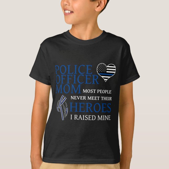 Police Officer Mum - Thin Blue Line Family T-Shirt (Front)