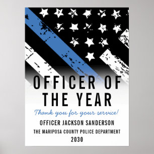 Police Officer of the Year Thin Blue Line Employee Poster