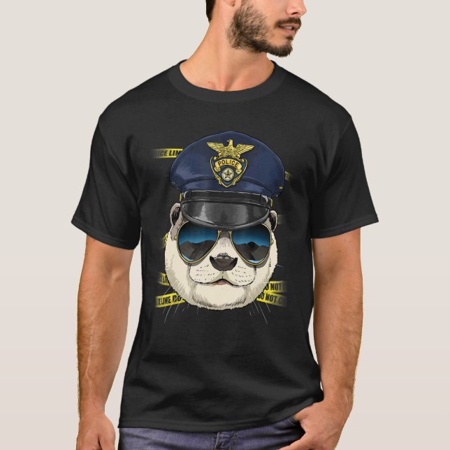 Police Officer Otter PD Cop Crime Scene Sea Animal T-Shirt (Front)