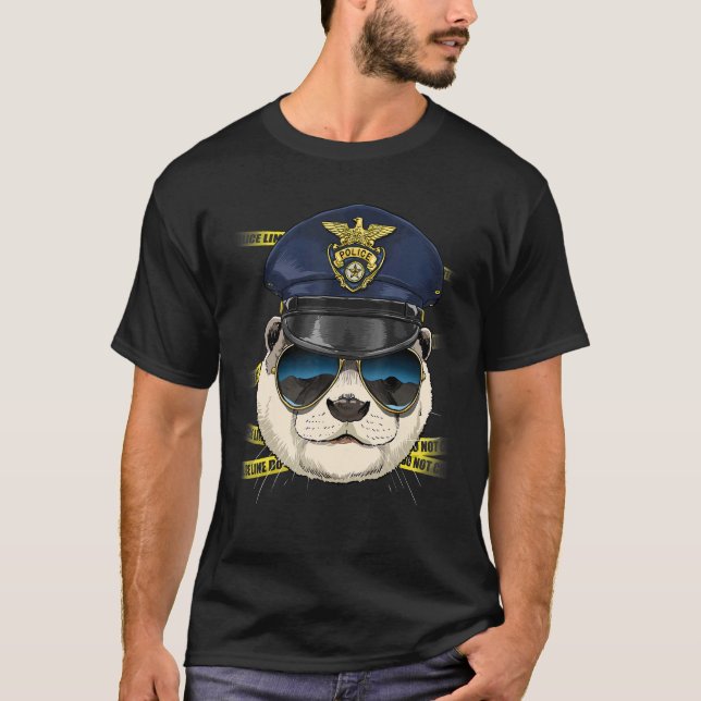 Police Officer Otter PD Cop Crime Scene Sea Animal T-Shirt (Front)